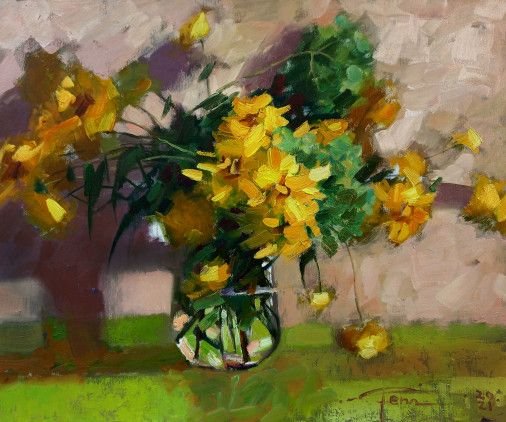 Painting «Yellow bouquet», oil, canvas. Painter Sachenko Olena. Buy painting