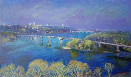 Картина «Весна над Дніпром», олійні фарби, полотно. Художниця Добрякова Дарія. Купити картину