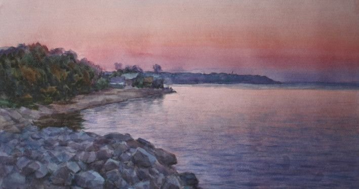 Painting «Silence on the sea», watercolor, paper. Painter Korinok Viktor. Buy painting