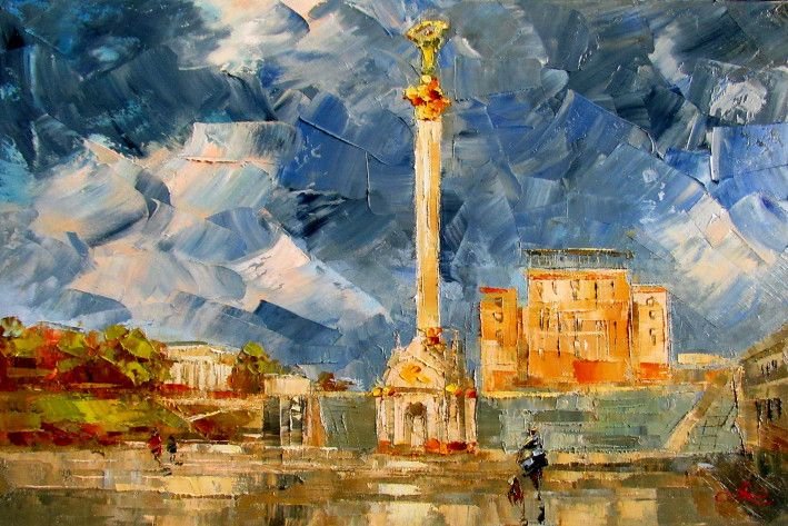 Картина «Майдан», масло, холст. Художница Колос Анна. Купить картину