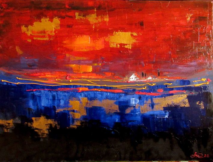 Картина «"Багряний вечір"», олійні фарби, полотно. Художниця Колос Анна. Купити картину