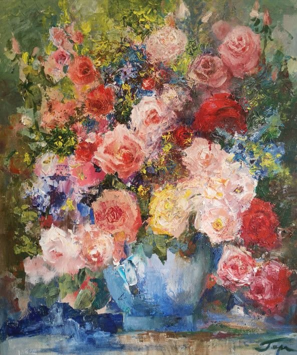 Картина «Троянди », олійні фарби, полотно. Художниця Герасименко Наталія. Купити картину