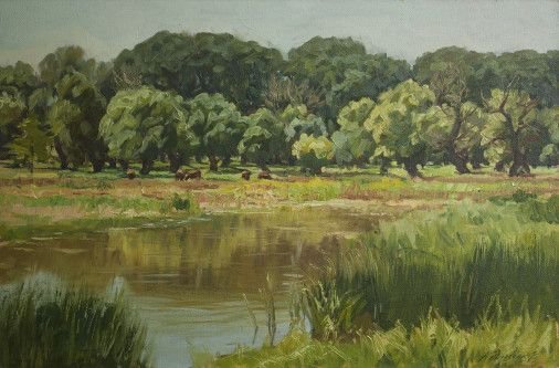 Painting «In the forest on the pasture», oil, canvas. Painter Korinok Viktor. Buy painting