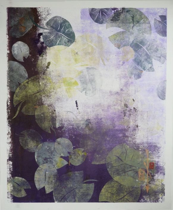 Painting «Water lilies III», mixed media, monotype, paper. Painter Levina Valentyna. Buy painting
