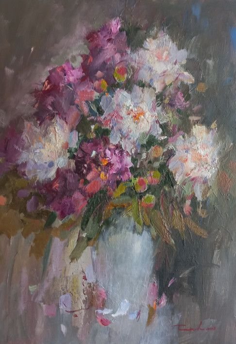 Painting «Evening, peonies», oil, canvas. Painter Terebylo Mykhailo. Buy painting