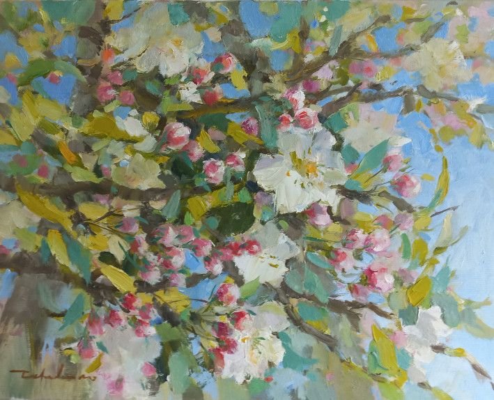 Painting «Apple    blossom», oil, canvas. Painter Terebylo Mykhailo. Buy painting