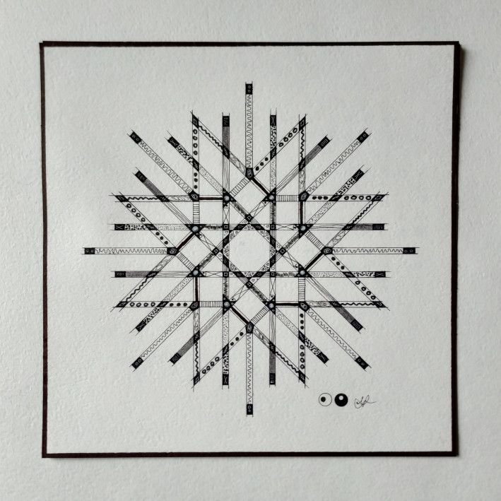 Painting «Modern snowflake», marker and felt-tip pen, ballpoint pen, paper. Painter Kurochka Mykhailo. Buy painting