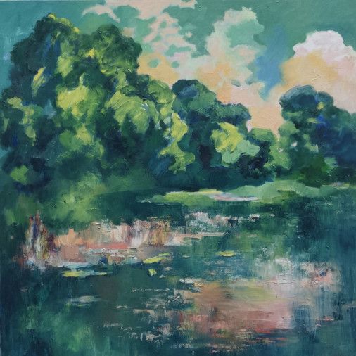 Painting «Summertime pond», oil, canvas. Painter Herasymenko Nataliia. Buy painting