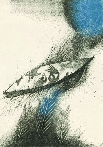 Картина «Лодка», офорт, бумага. Художник Яхин Ильдан. Купить картину