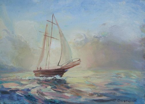 Картина «Сонячний туман», олійні фарби, емаль, полотно. Художниця Самойлик Олена. Купити картину