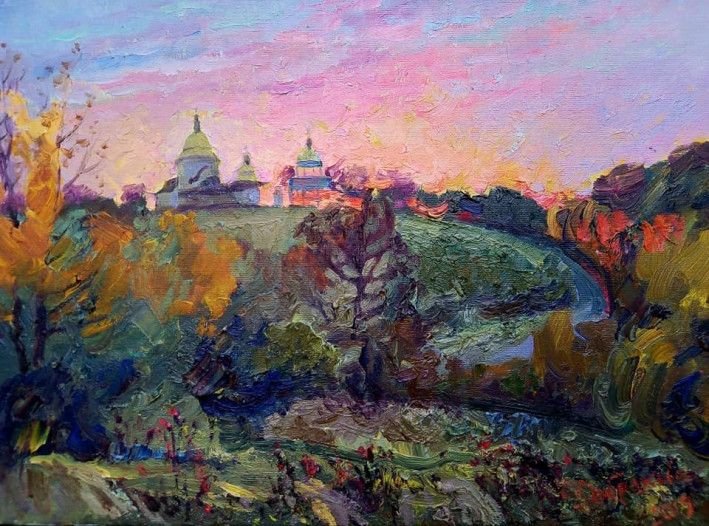Painting «A new day is coming. Goshevsky Monastery», oil, canvas. Painter Dobriakova Dariia. Buy painting