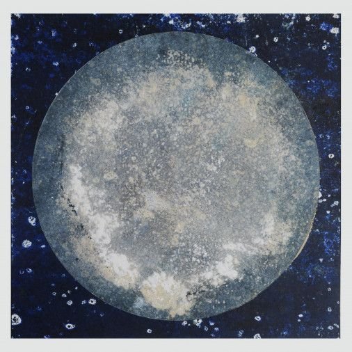 Картина «Циганське сонце. Місяць I», олійні фарби, акрил, ліногравюра, монотипія, папір. Художниця Левіна Валентина. Продана