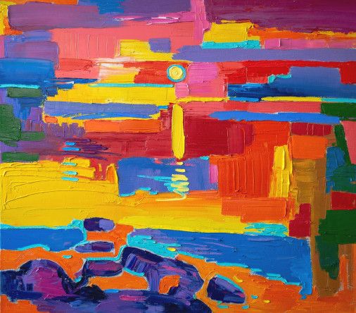 Painting «Sunset on Dipra», oil, canvas. Painter Solodovnikov Ihor. Buy painting