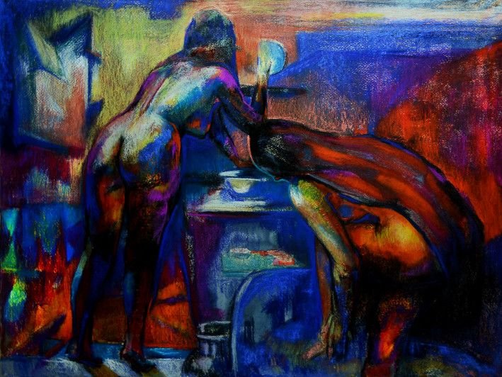 Painting «Bathing», pastel, paper. Painter Drozdova Mariia. Buy painting