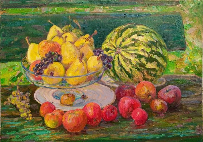 Painting «Still life with watermelon», oil, canvas. Painter Pavlenko Leonid. Buy painting