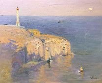 Painting “On the sea. Evening lighthouse”