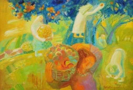 Painting «Apples. Series "Women"», oil, canvas. Painter Pantelemonova Inna. Buy painting