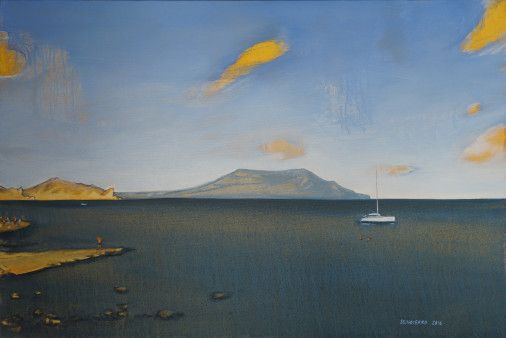 Painting «Catamaran on the background of Meganom», oil, canvas. Painter Beliusenko Oleksii. Buy painting