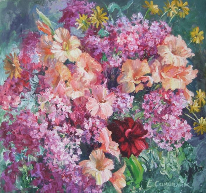 Картина «Квіткова композиція №3», олійні фарби, полотно. Художниця Самойлик Олена. Купити картину