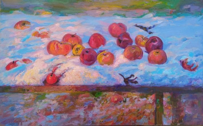 Картина «Різдвяні яблука», олійні фарби, полотно. Художник Павленко Леонід. Купити картину