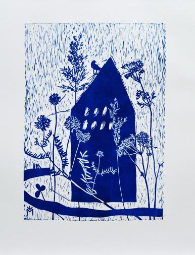 Картина «Дом птиц#2», линогравюра, бумага. Художница Мазур Елизавета. Купить картину