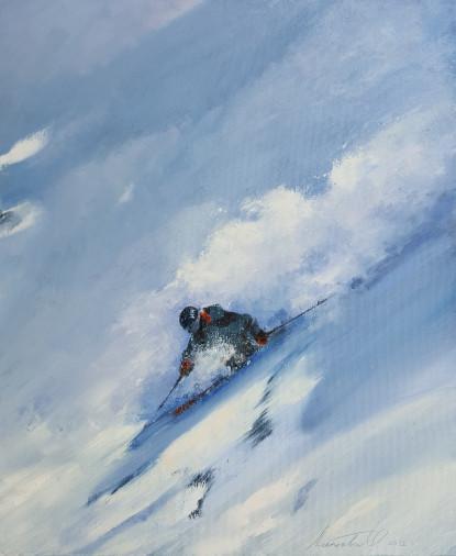 Painting «Extreme downhill», oil, canvas. Painter Laptieva Olha. Buy painting