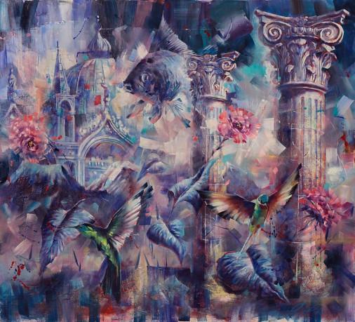 Painting «blue birds», oil, canvas. Painter Dobrodii Oleksandr. Buy painting