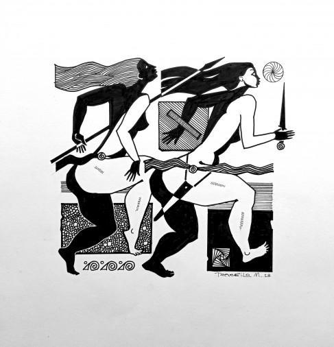 Painting «Amazons, 3», ink, paper. Painter Terebylo Mykhailo. Buy painting