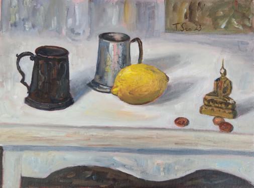 Painting «Two cups of Buddha», oil, canvas. Painter Senchenko Tetiana. Buy painting
