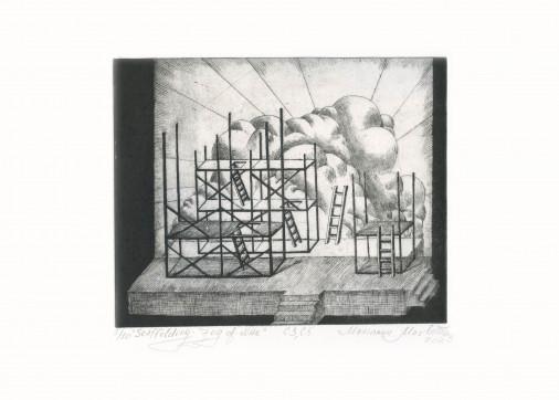 Картина «Риштування: Туман війни», офорт, папір. Художниця Маслова Маріанна. Купити картину