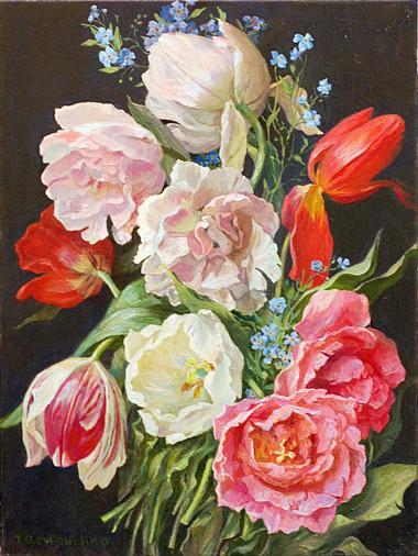 Картина «Тюльпани», олійні фарби, полотно. Художниця Дем'яненко Тетяна. Купити картину