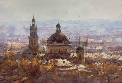 Painting «Landscape in Lviv», watercolor, paper. Painter Mykytenko Viktor. Buy painting