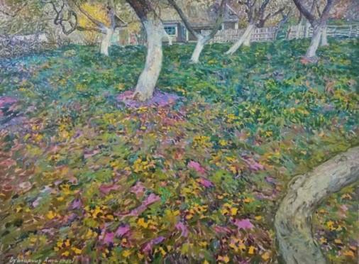 Painting «Spring has come to our garden», oil, canvas. Painter Susharnyk Anna. Buy painting