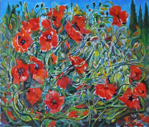 Painting «Crimean poppies», oil, canvas. Painter Kyrylenko-Barannikova Halyna. Buy painting