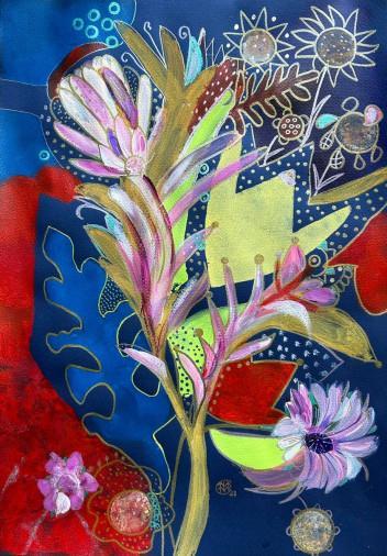 Painting «Flowers during the war. Portugal - 2», mixed media, paper. Painter Synychenko Lesia. Buy painting