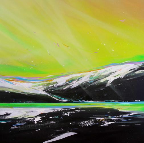 Painting «Rays of green spring», acrylic, spray paint, canvas. Painter Studnytska Liliia. Buy painting