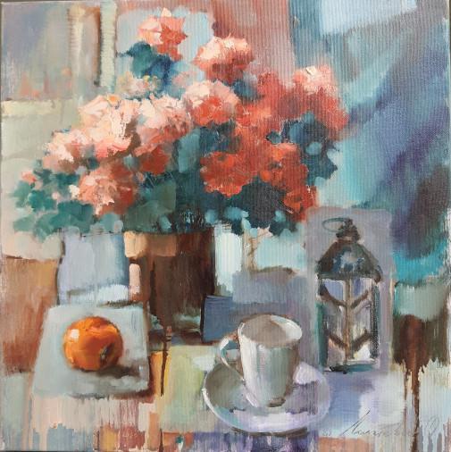 Painting «My favorite white cup», oil, canvas. Painter Laptieva Olha. Buy painting