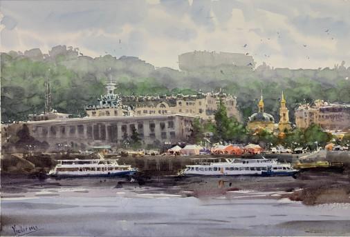 Painting «Kyiv, embankment», watercolor, paper. Painter Mykytenko Viktor. Buy painting