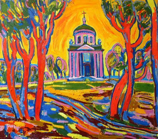 Painting «Cathedral near Lviv», oil, canvas. Painter Solodovnikov Ihor. Buy painting