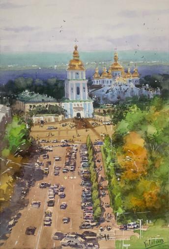 Painting «Kyiv. St. Michael's Golden-Domed Monastery», watercolor, paper. Painter Mykytenko Viktor. Buy painting