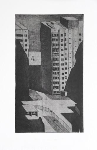 Картина «Все дома 2», офорт, бумага. Художница Маслова Марианна. Купить картину