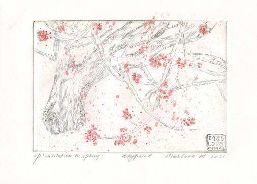 Картина «Приглашение к весне», офорт, бумага. Художница Маслова Марианна. Купить картину