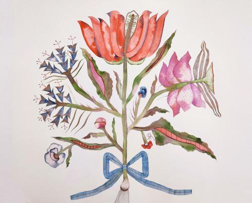 Картина «Весняні квіти», акварель, папір. Художниця Симоненко Яніна. Купити картину