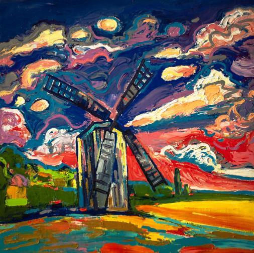 Painting «Windmill at the edge of the field», oil, canvas. Painter Solodovnikov Ihor. Buy painting