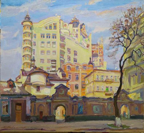 Painting «Kyiv. On the corner of Pushkinska Street», oil, canvas. Painter Pavlenko Leonid. Buy painting