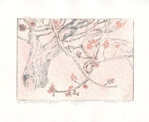 Картина «Запрошення до весни 2», офорт, папір. Художниця Маслова Маріанна. Купити картину