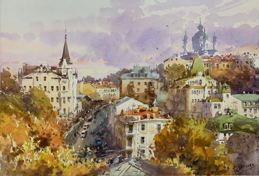Painting «Kyiv. St. Andrew's descent», watercolor, paper. Painter Mykytenko Viktor. Buy painting