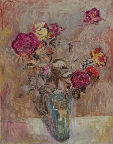 Painting «October roses in a vase», oil, canvas. Painter Ilchenko Volodymyr. Buy painting