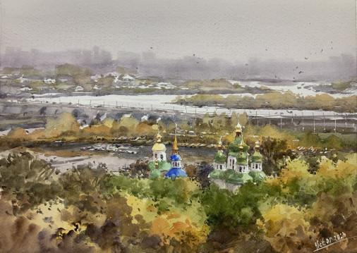 Painting «Kyiv, autumn landscape.», watercolor, paper. Painter Mykytenko Viktor. Buy painting