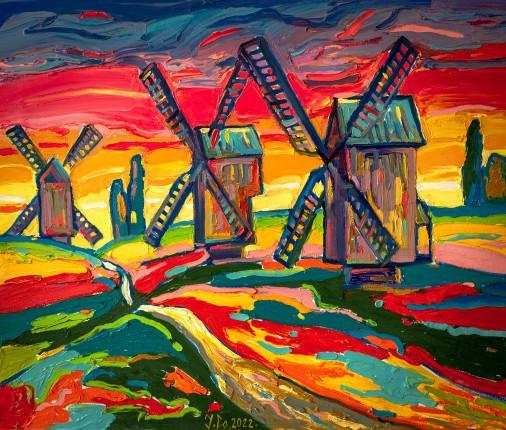 Painting «Windmills», oil, canvas. Painter Solodovnikov Ihor. Buy painting